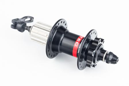 Втулка задня MTB алюмінієва 14Gx36H під касету 8-10зв, Disk-brake, 4 пром-підшипники 6001 2RS, кріпл. ексцентрик, чорна до велосипеда D042SB
