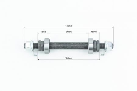 Ось передня MTB 3/8"х145 мм, пром-підшипники 6000 2RS, кріпл. гайка, чорна до велосипеда U-AX12F