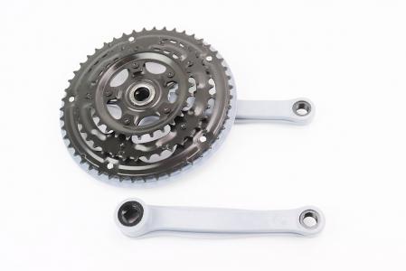 Шатуни "квадрат" 170 мм, 48.38.28T MTB, сіро-сині до велосипеда GR 01