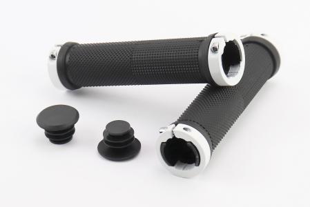 Ручки керма 130 мм з затискачем Lock-On з двох сторін, чорно-білі до велосипеда FL-426
