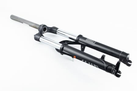 Вилка 26" амортизаційна, без різьби 1-1/8" (28,6 мм), шток 260 мм, з ходом 130 мм, V/Disk-brake, Preload, алюмінієва, чорна Dirt-T до велосипеда