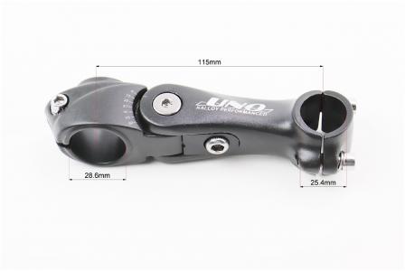 Винос керма MTB регульований 28,6x25,4х115 мм, алюмінієвий, чорний для мототехніки AS-828