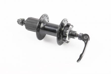 Втулка задня MTB алюмінієва 14Gx32H під кассету 8-11зв, Disk-brake, 2 пром-підшипники 6200 2RS, кріпл. ексцентрик, чорна до велосипеда RH-291