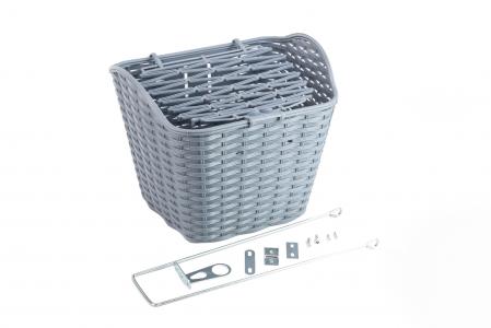 Кошик передня 26" з кришкою, пластмасова, сіра до велосипеда SLCK-09B