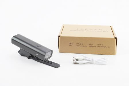 Ліхтар передній 1 діод 400 lumen алюмінієвий, Li-ion 3,7V 2000mAh зарядка від USB, вологозахисний, чорний до велосипеда EOS200
