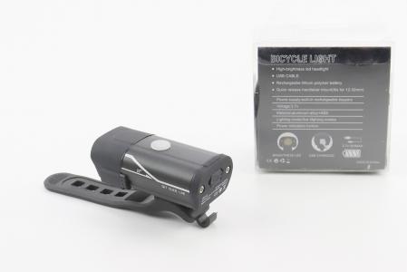 Ліхтар передній 1 діод алюмінієвий, Li-ion 3.7V 850mAh зарядка від USB, вологозахищений, чорний до велосипеда HYD-018