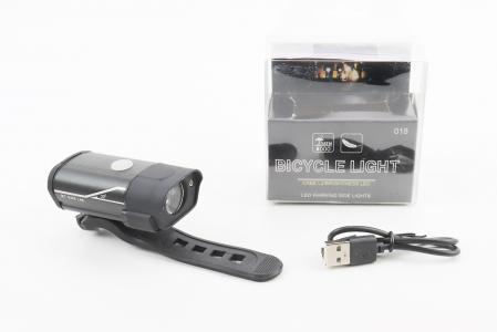 Ліхтар передній 1 діод алюмінієвий, Li-ion 3.7V 850mAh зарядка від USB, вологозахищений, чорний до велосипеда HYD-018