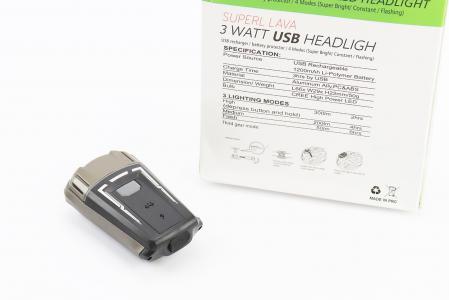 Ліхтар передній 1 діод 300 lumen, Li-ion 3.7V 1200mAh зарядка від USB, вологозахисний, чорно-сірий HJ-049 (можлива пошкоджена упаковка) до велосипеда