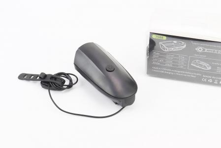 Ліхтар передній 1 діод+дзвінок 4 мелодії, Li-ion 3.7V 1200mAh зарядка від USB, вологостійкий, чорний до велосипеда FY-058/7588