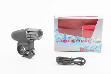 Ліхтар передній 1 діод 200 lumen, Li-ion 3.7V 1200mAh зарядка від USB, вологостійкий, чорно-сірий до велосипеда