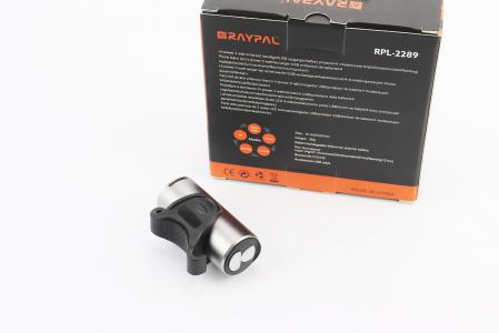 Ліхтар передній 1 діод 350 lumen алюмінієвий, Li-ion 3.7V 1200mAh зарядка від USB, вологозахищений, сірий до велосипеда RPL-2289