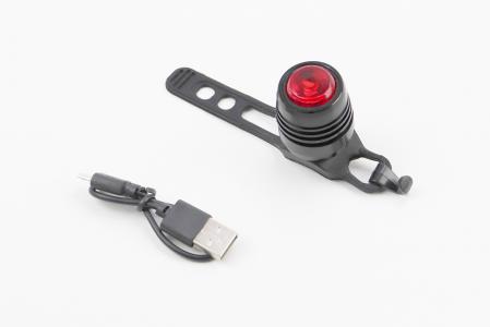 Ліхтар задній 1 діод 15 lumen, Li-ion 3.7V 220mAh зарядка від USB, вологозахищений, чорний до велосипеда