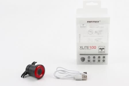 Ліхтар задній COB LED алюмінієвий, Li-ion 3.7V 400mAh зарядка від USB, датчик світла, Автоматичний СТОП-СИГНАЛ, вологостійкий IPx6, чорний до велосипеда XLite100