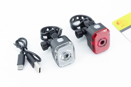 Ліхтар передній 1 діод+задній 1 діод, Li-ion 3.7V 240mAh зарядка від USB, до велосипеда JY-6252
