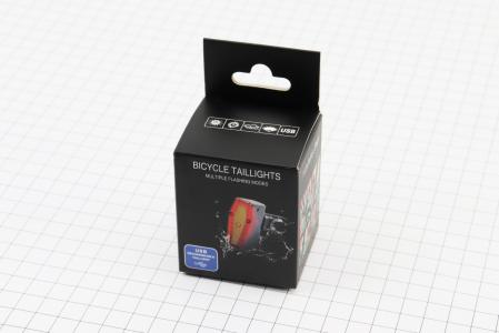 Ліхтар задній COB LED технологія, Li-ion 3.7V 500mAh зарядка від USB, вологозахисний до велосипеда