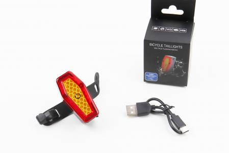 Ліхтар задній COB LED технологія, Li-ion 3.7V 500mAh зарядка від USB, вологозахисний до велосипеда