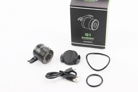 Ліхтар задній 10 діодів, 7 кольорів (Multicolor) алюмінієвий, Li-ion 3.7V 250mAh зарядка від USB, вологозахисний IPx6, чорний до велосипеда Samurai Q1