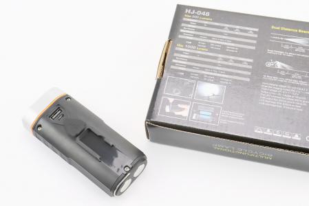 Ліхтар передній 2+1 діода 500 lumen+Power Bank, Li-ion 3.7V 4000mAh зарядка від USB, вологозахисний, чорно-сірий до велосипеда HJ-048