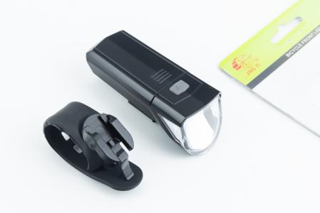 Ліхтар передній 1 діод 60 lumen, під батарейки AAAх3, чорний до велосипеда JY-7181