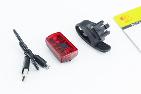 Ліхтар задній 2 діоди, Li-ion 3.7V 300mAh зарядка від USB, до велосипеда JY-6115T