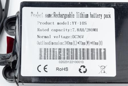 Акумулятор Li-ion 36V 7.8Ah (L310*W72*H43 мм), (електросамокат) до мотоцикла