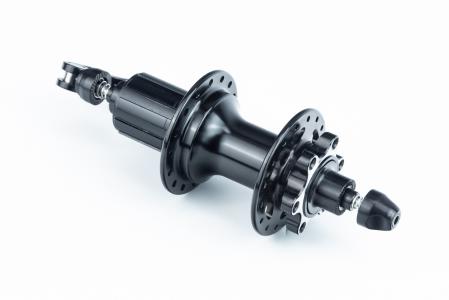 Втулка задня MTB алюмінієва 14Gx32H під касету 8-11зв, Disk-brake, 4 пром-підшипники 6001 2RS, кріпл. ексцентрик, чорна до велосипеда U-B25RQR