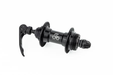 Втулка передня MTB алюмінієва 14Gx36H, Disk-brake (різьба), 2 пром-підшипники 6200 2RS, кріпл. ексцентрик, чорна до велосипеда U-B23FQR