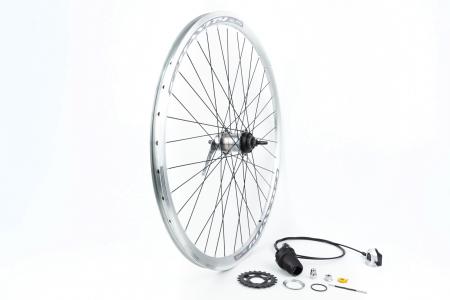 Колесо 28" заднє V-brake, обод "крапля" алюмінієвий, втулка на 3 швидкості Shimano Nexus 14Gх36H, кріпл. гайка, "GRAVITY" до велосипеда