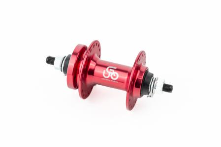 Втулка передня MTB алюмінієва 14Gx36H, Disk-brake, 2 пром-підшипники 6200 2RS, кріпл. гайка, червона до велосипеда U-B07F