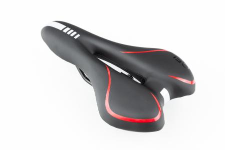 Сидіння MTB 270x155 мм, чорно-сіро-червоне "GEL" до велосипеда AZ-030