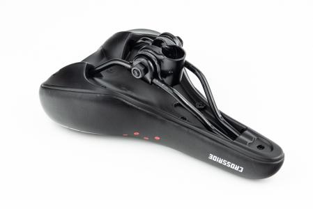 Сидіння MTB 265x150 мм, чорно-сіро-червоне до велосипеда CROSSRIDE BSK-143A