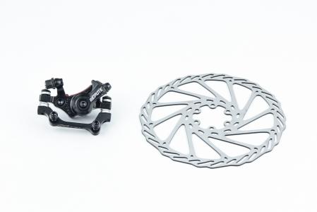 Гальмо Disk-brake задній (F180/R160 мм)+диск 180 мм, кріпл. 6 болтів, чорний до велосипеда DSC-710/RPT006