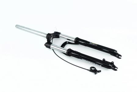 Вилка 26" амортизаційна, без різьби 1-1/8" (28,6 мм), шток 255 мм, з ходом 50 мм, Disk-brake, виносний Lockout, чорна до велосипеда MD-N780 RLO