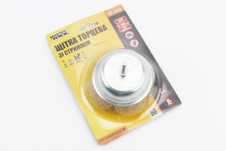 Щітка торцева зі стрижнем 1/4" D-100 мм з латуньованої рифленої проволоки (19-7410)