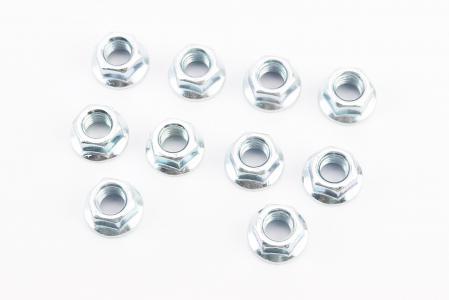 Гайка М10x1,5 мм фланець 8 цб зубчастий DIN6923, комплект 10 шт