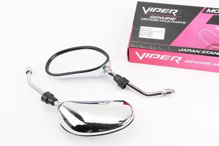 Комплект дзеркал до скутера Honda DIO, хром, крапля, М8 Viper