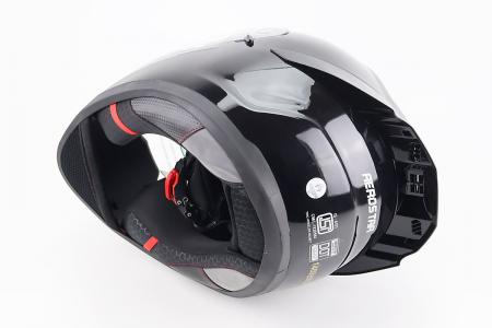 Шолом інтеграл до мотоцикла AEROSTAR AXTER M з відкидними окулярами, DOT, чорний глянець