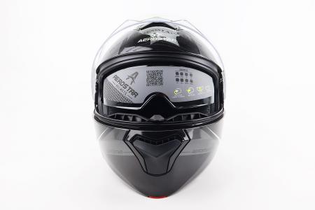 Шолом модуляр до мотоцикла ELEVATE S, чорний глянсовий з сіро-білим малюнком, AEROSTAR
