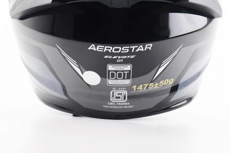Шолом модуляр до мотоцикла ELEVATE S, чорний глянсовий з сіро-білим малюнком, AEROSTAR