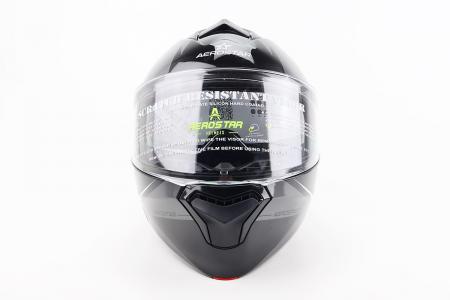 Модульний шолом до мотоцикла ELEVATE M, чорний глянцевий з сіро-білим малюнком, AEROSTAR