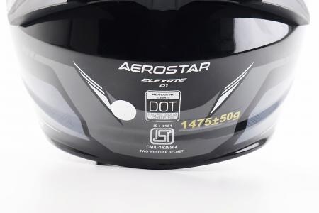 Модульний шолом до мотоцикла ELEVATE M, чорний глянцевий з сіро-білим малюнком, AEROSTAR