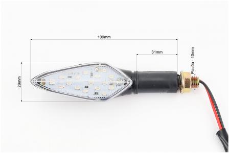 Поворотний покажчик LED малий, 2 шт, тип 1, чорний, ZHENGHE