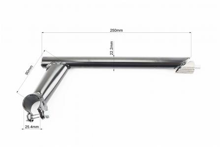 Винос керма до велосипеда MTB 22,2 х 25, 4х90х250 мм, чорний PRC