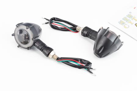 Поворотник діодний на гнучкій ніжці+стоп сигнал/габарит LED "КРУГЛИЙ", секвенційний, к-кт 2 шт