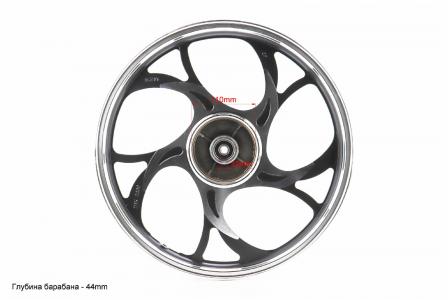 Диск задній литий 17x1,6 (вісь 12 мм) до мопеда DELTA ALPHA/ACTIVE "волна", чорний
