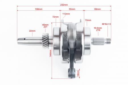 Колінвал+підшипники+шестерня до мотоцикла CG-250 cc