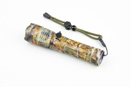 Ліхтар LED Р50 (Zoom) 700 lumen ручний, алюмінієвий, Акумулятор Li-ion 3.7V 18650 зарядка від USB, вологозахищений, камуфляжне забарвлення до велосипеда RB-263