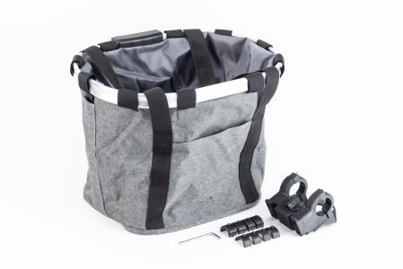 Кошик передня (сумка), кріпл. швидкоз'ємне на кермо, сіра "Clasic" до велосипеда
