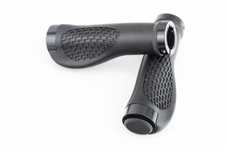 Ручки керма 130 мм з затиском Lock-On з двох сторін, ергономічні, чорні U-140A (TPE) до велосипеда