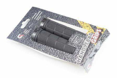 Ручки керма 130 мм з затиском Lock-On з двох сторін, чорні U-155A (TPE) до велосипеда